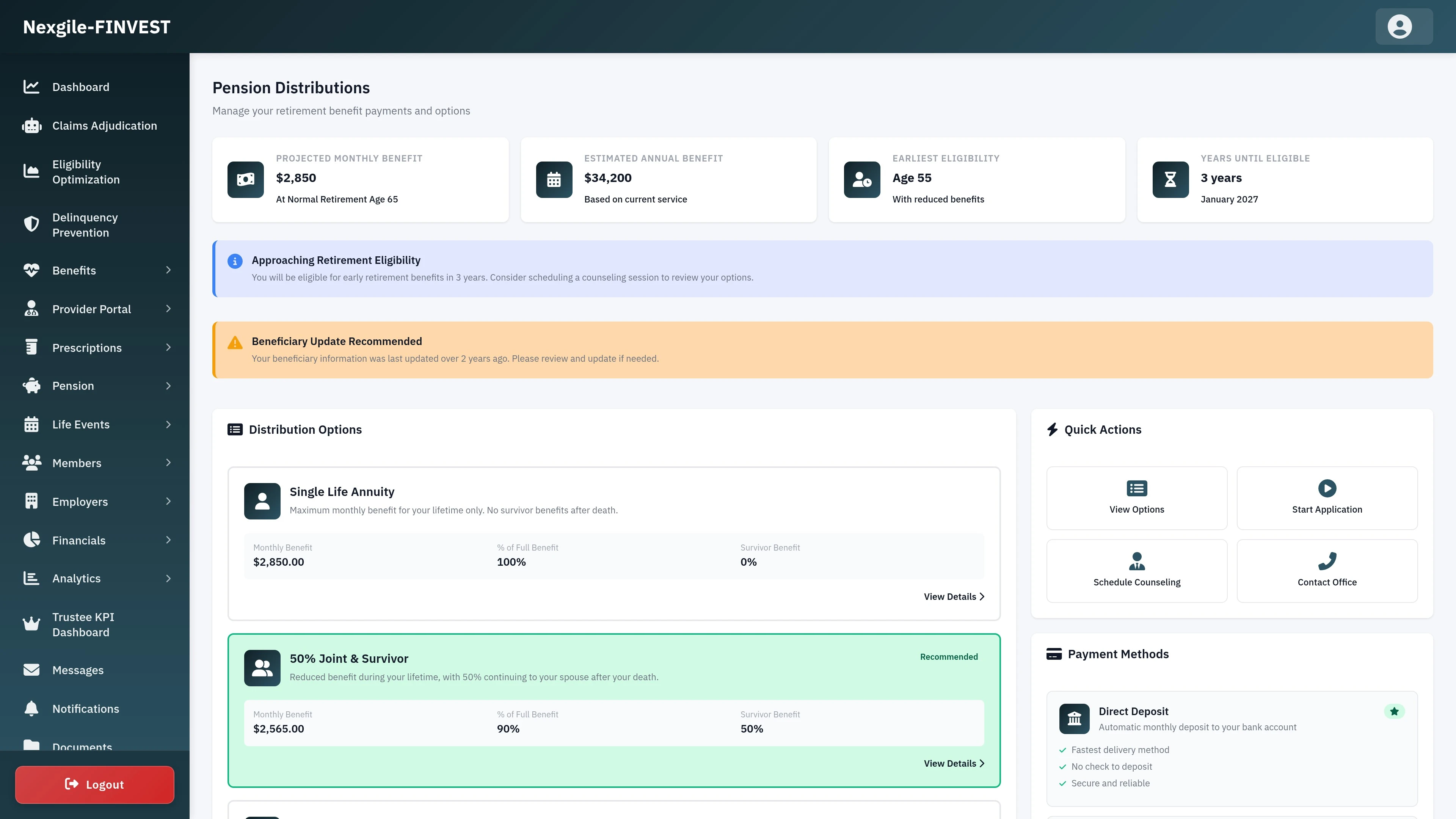 Pension Distributions Dashboard