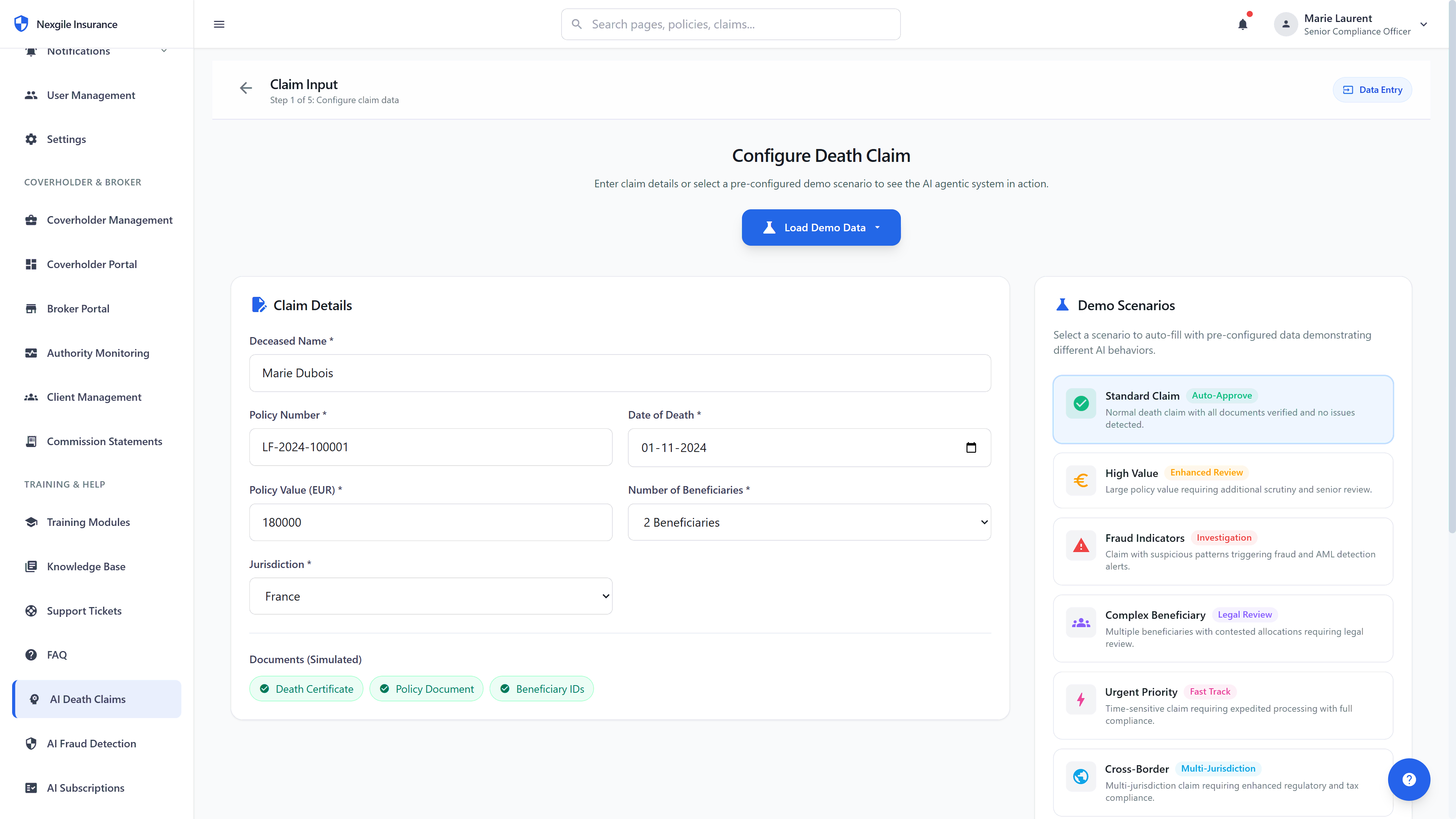 Claim Input Form