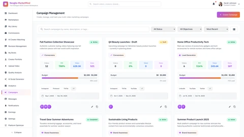 Campaigns - Campaign management and monitoring dashboard