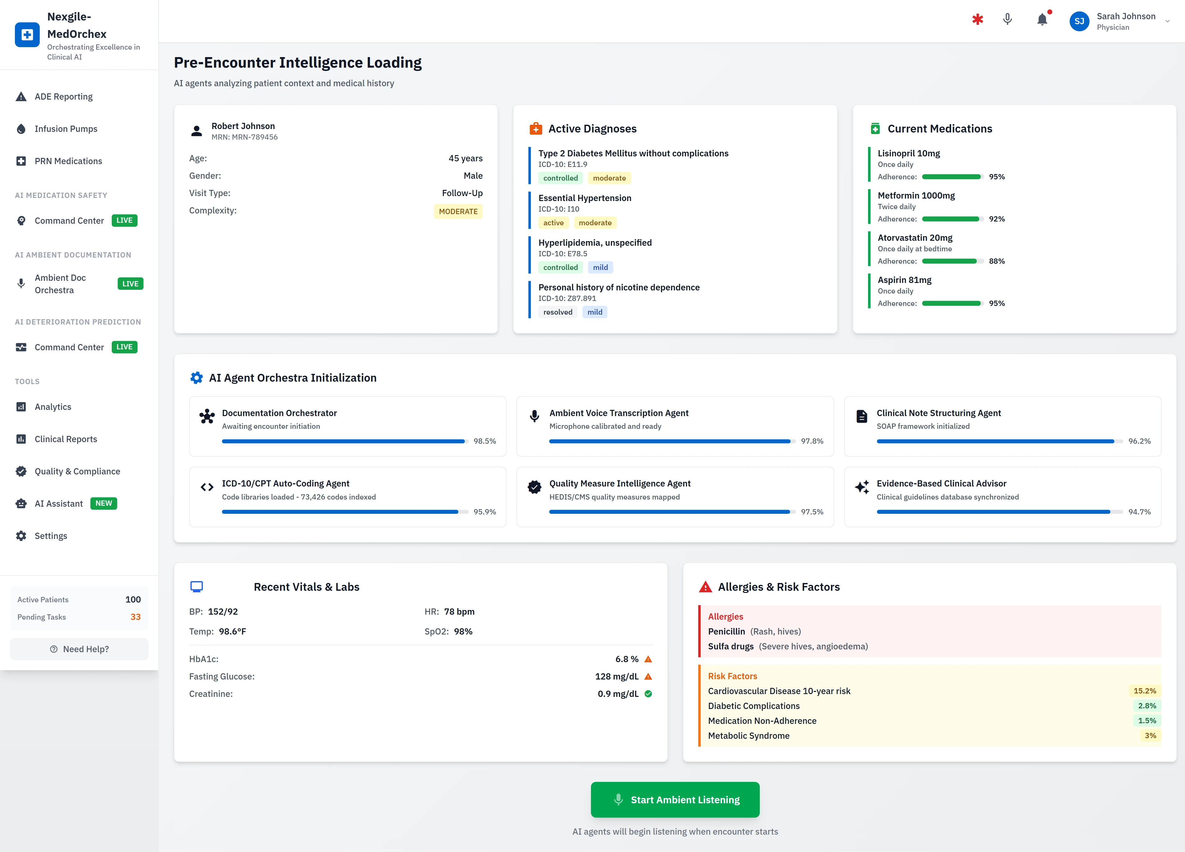 Pre-Encounter Intelligence Loading - AI Agents Analyzing Patient Context & Medical History
