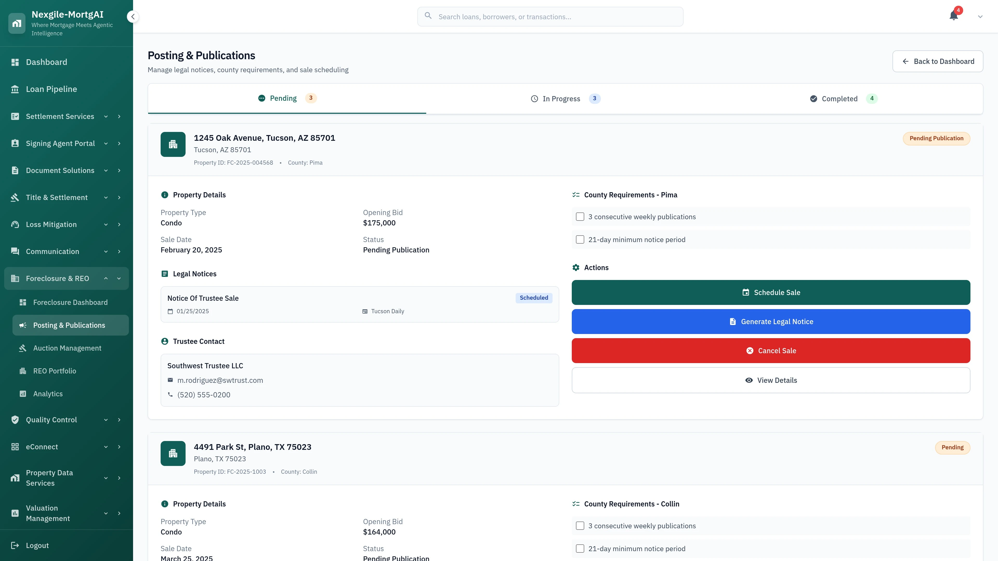 Foreclosure Posting Portal - Main Interface