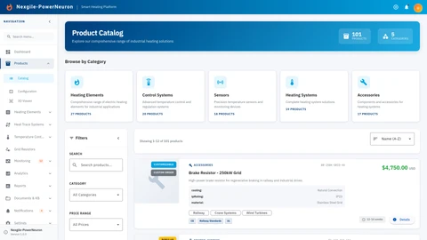 Products Catalog - Comprehensive product discovery interface with filtering and search capabilities