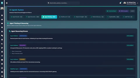 Agent Thinking & Reasoning Stream - Live visibility into agent decision-making with observations, reasoning chains, and planning steps