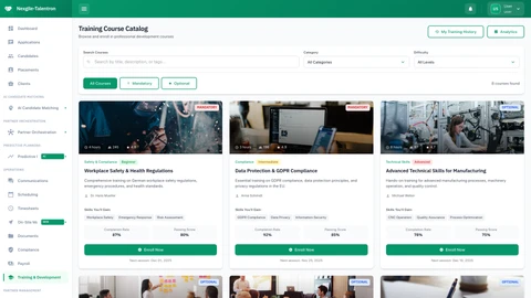 Training & Development Module - Course Catalog Screen